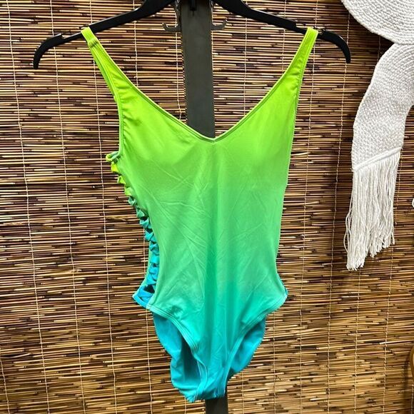 Cool Breeze Side Lace Down One Piece Swimsuit - Picture 2 of 3
